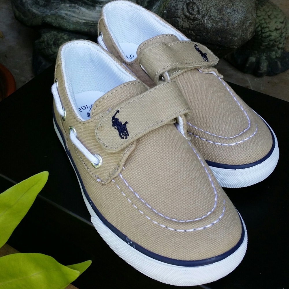 β SOLD β Ralph Lauren Boys Boat Shoes Khaki 7 New! β SOLD β - Picture 1 of 7